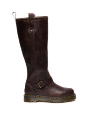 Anistone Knee High Crazy Horse Leather Biker Boots