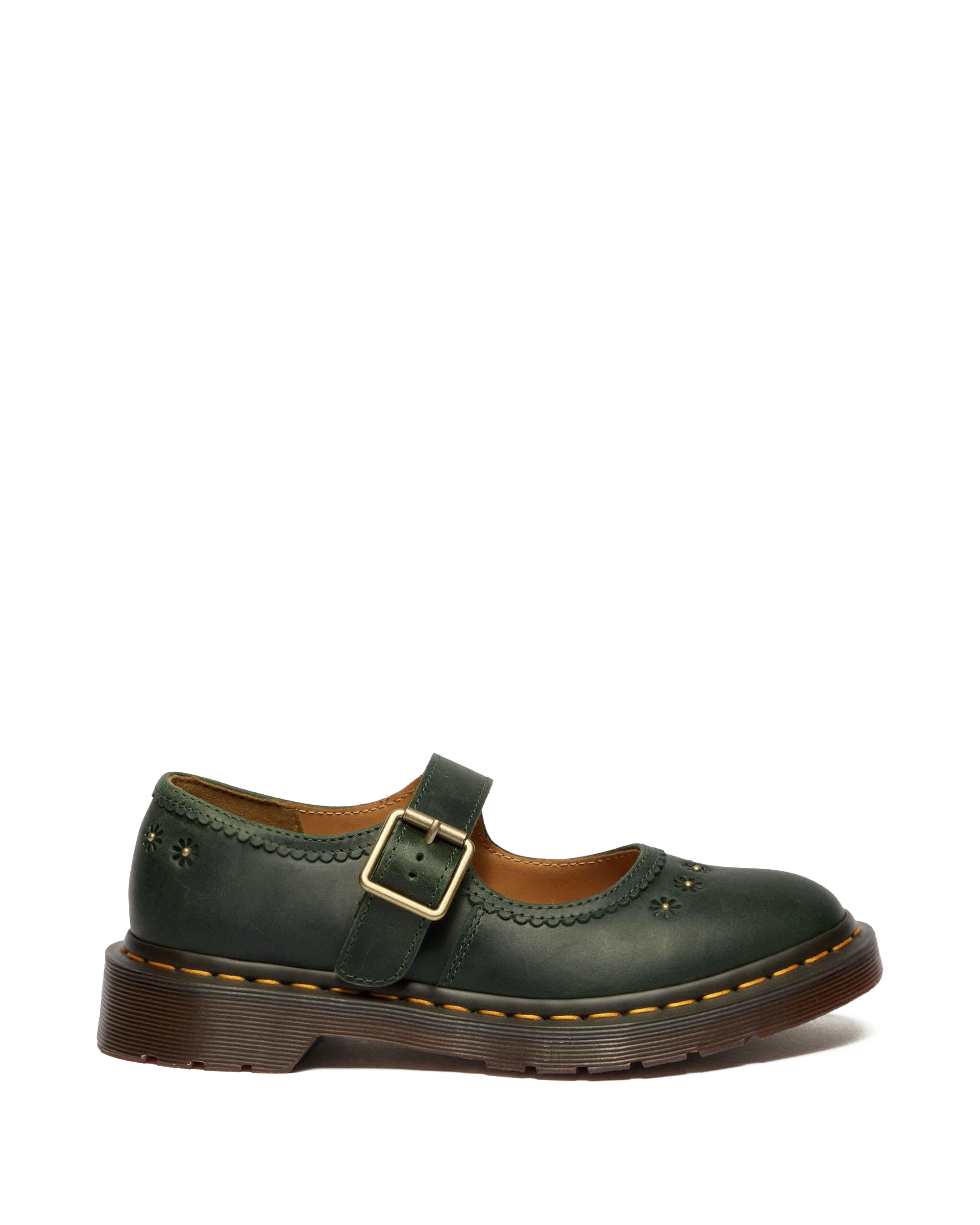 Mary Jane Flower Crazy Horse Leather Shoes