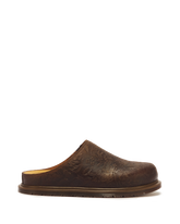 San Floral Emboss Crazy Horse Leather Mules