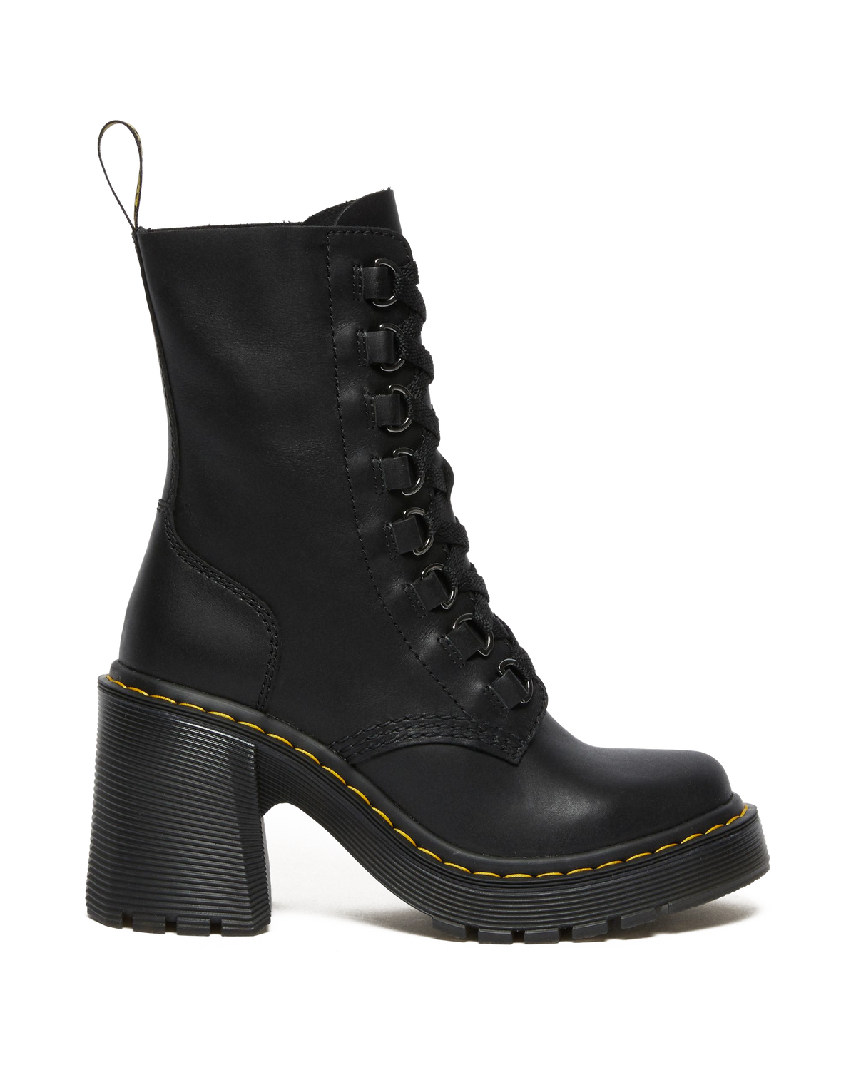 Chesney Leather Flared Heel Lace Up Boots