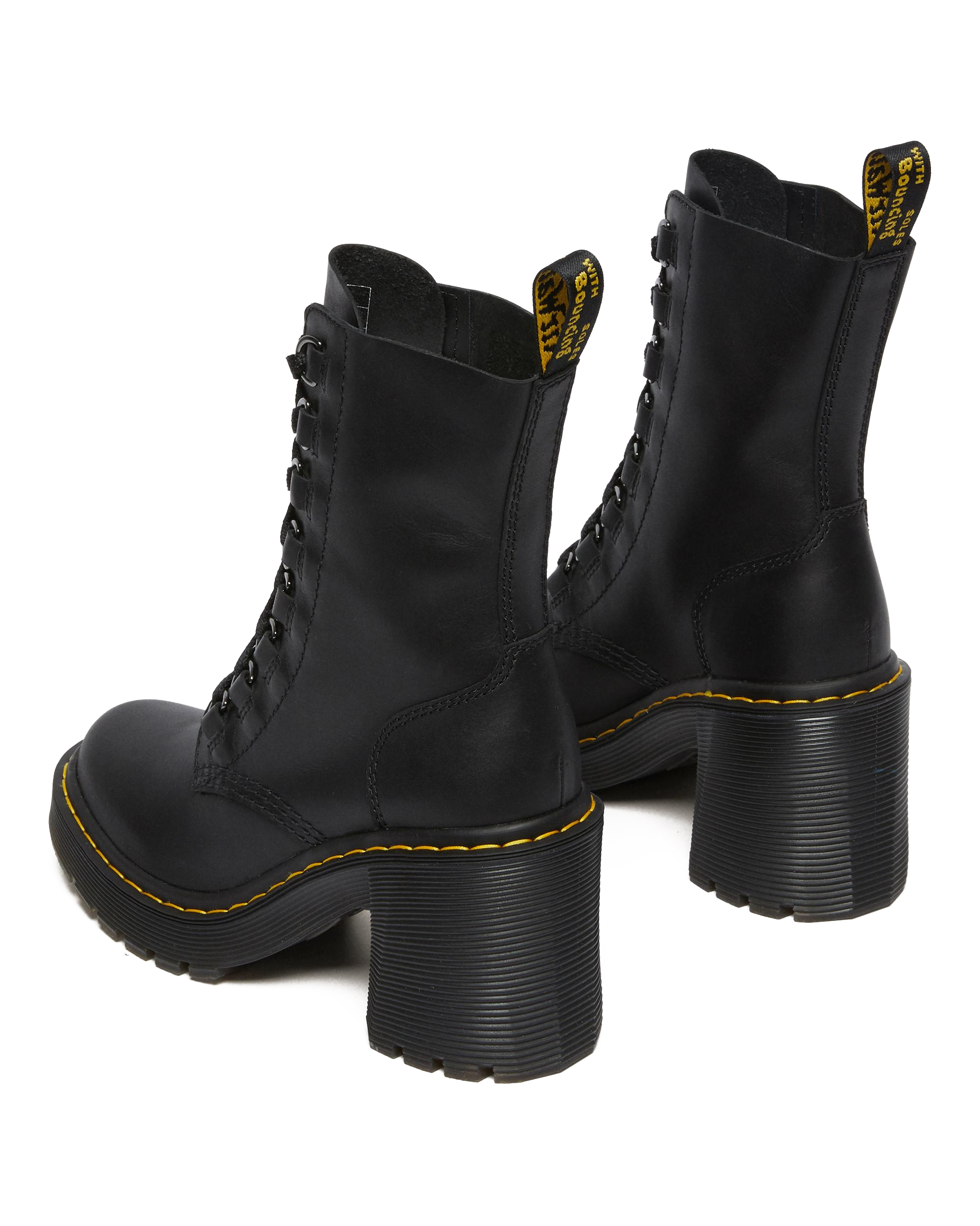 Chesney Leather Flared Heel Lace Up Boots