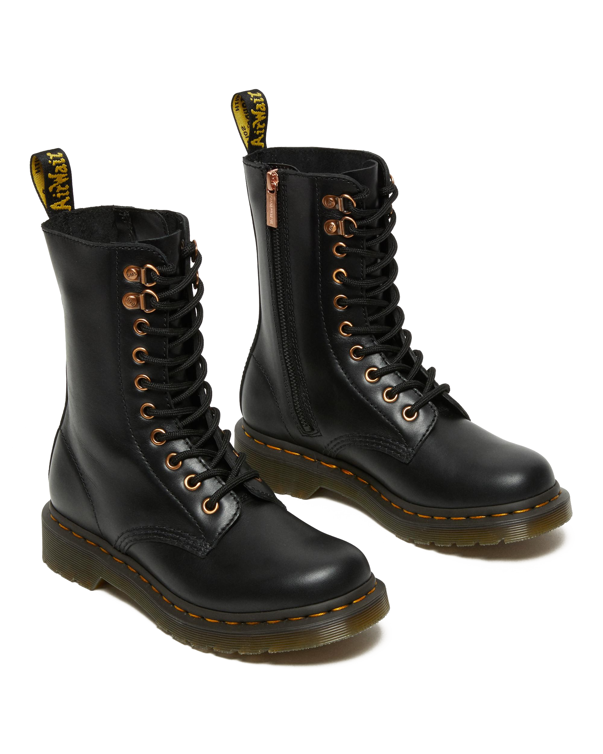 1490 Rose Gold Hardware Leather Mid Calf Boots
