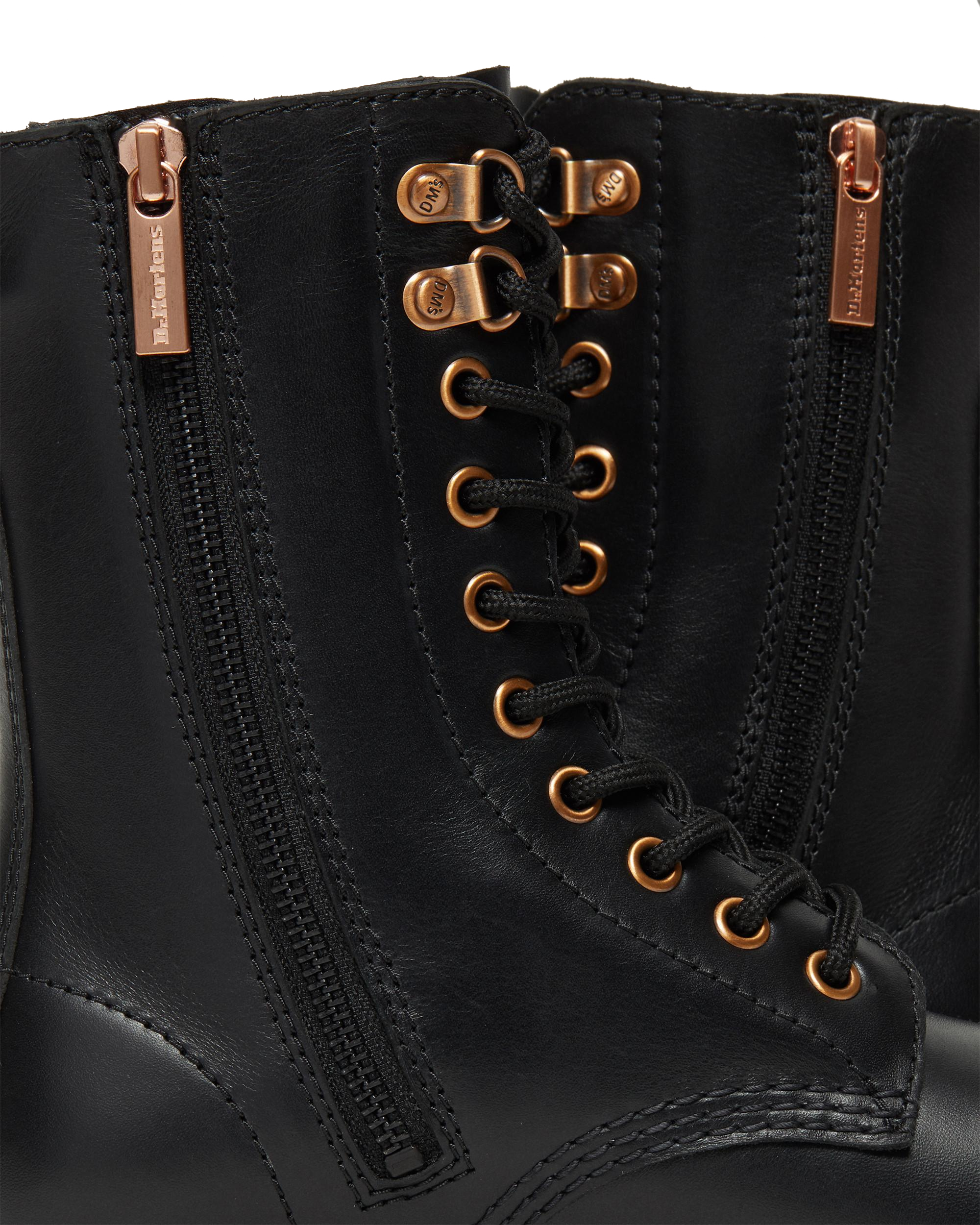 1490 Rose Gold Hardware Leather Mid Calf Boots