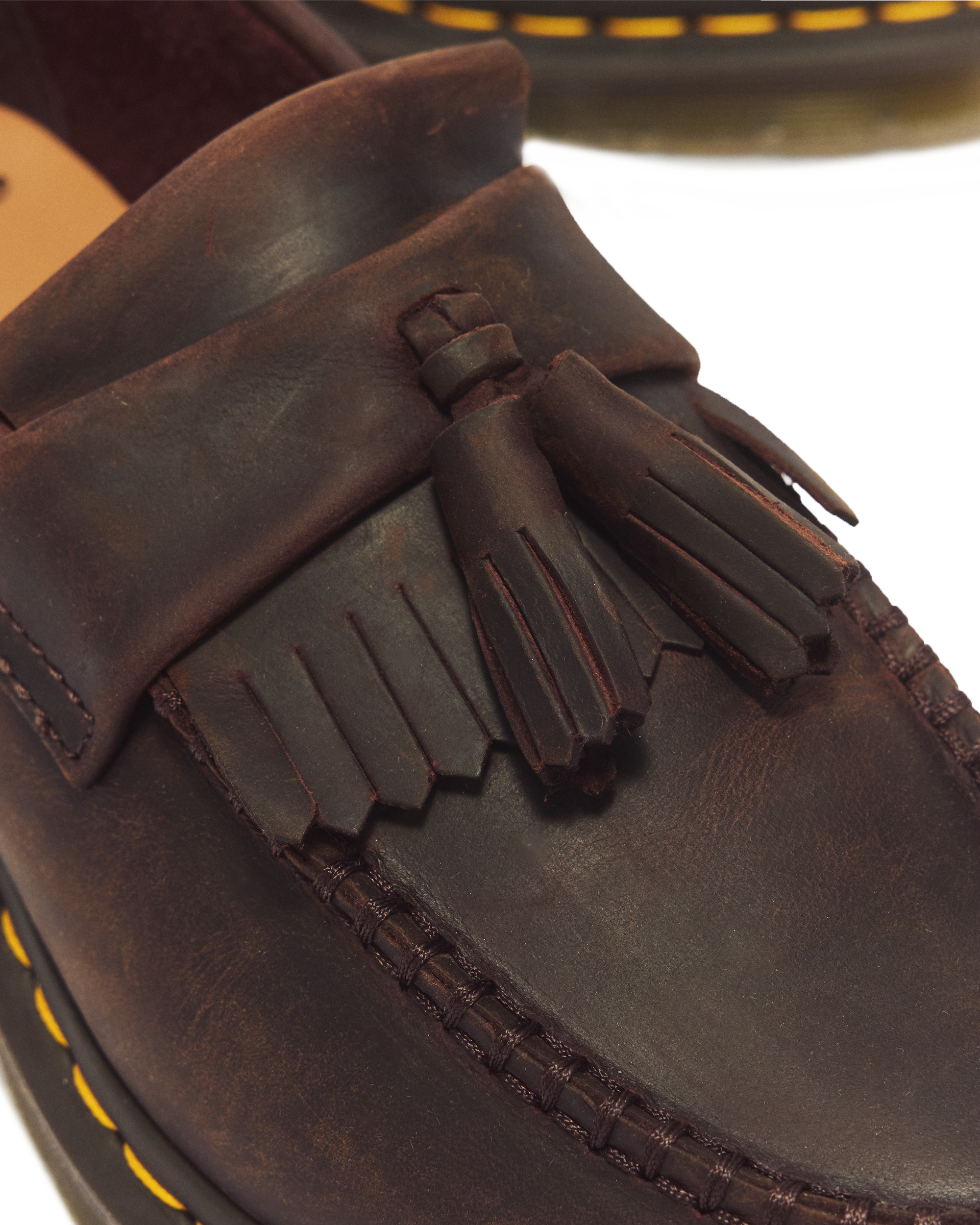 Adrian Crazy Horse Leather Tassel Loafers