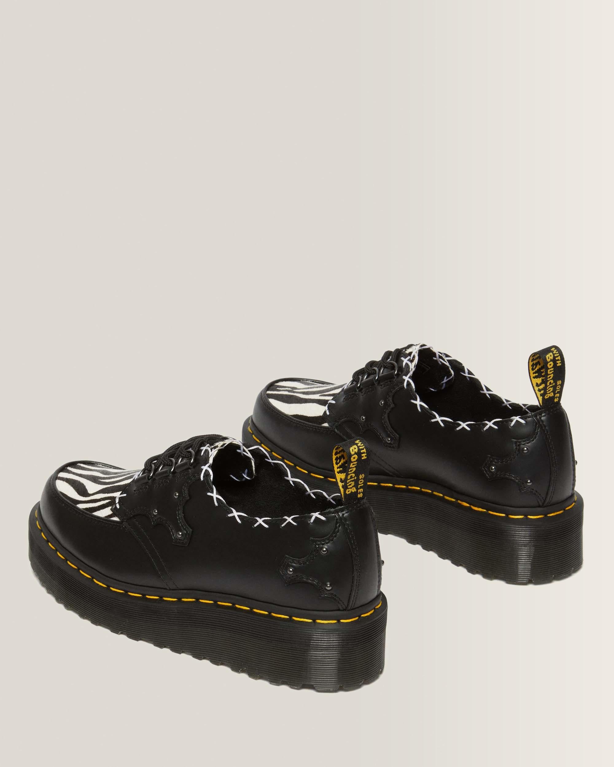 Ramsey 3-Eye Zebra Print & Leather Platform Creepers