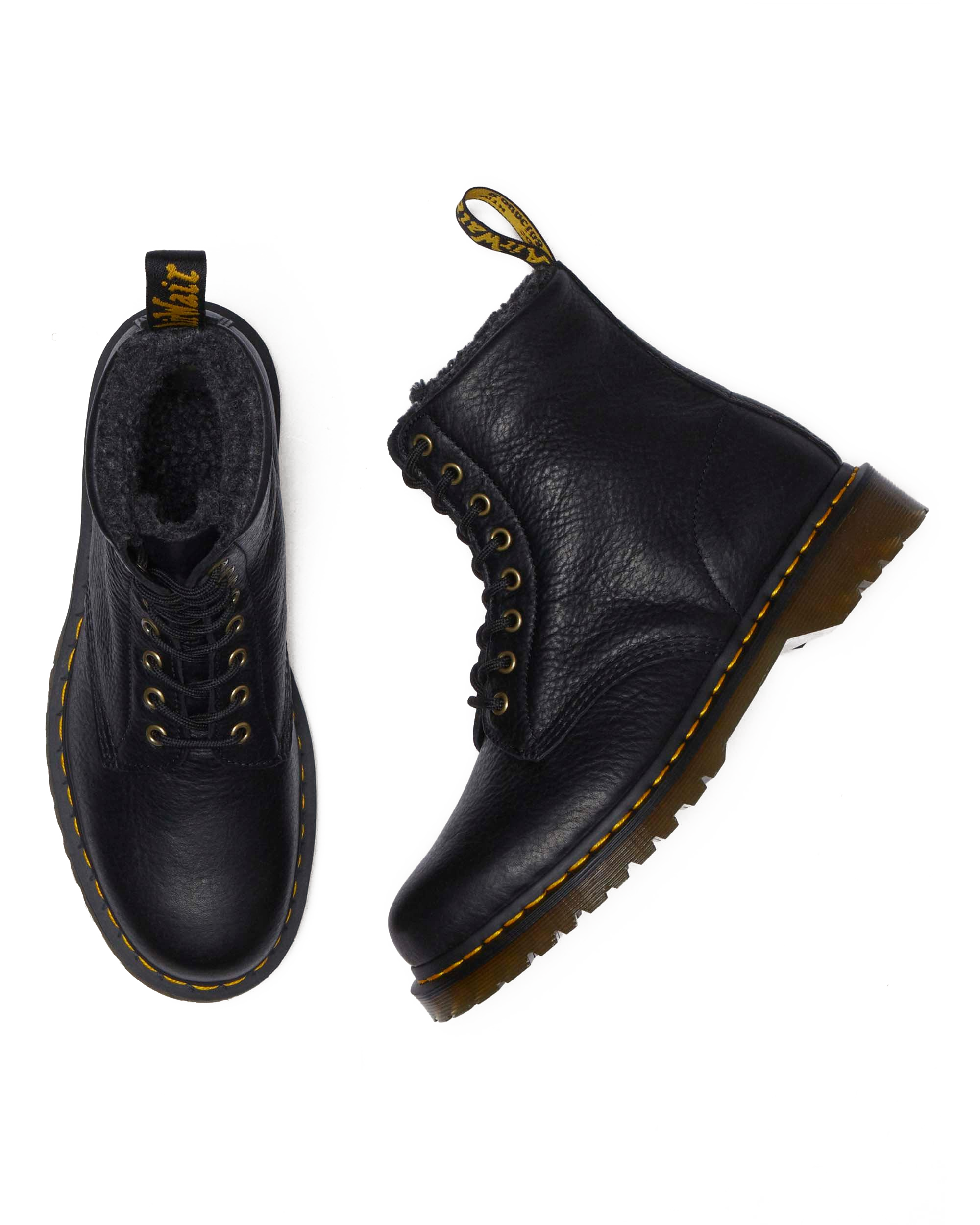 1460 Faux Fur Lined Grizzly Leather Lace Up Boots