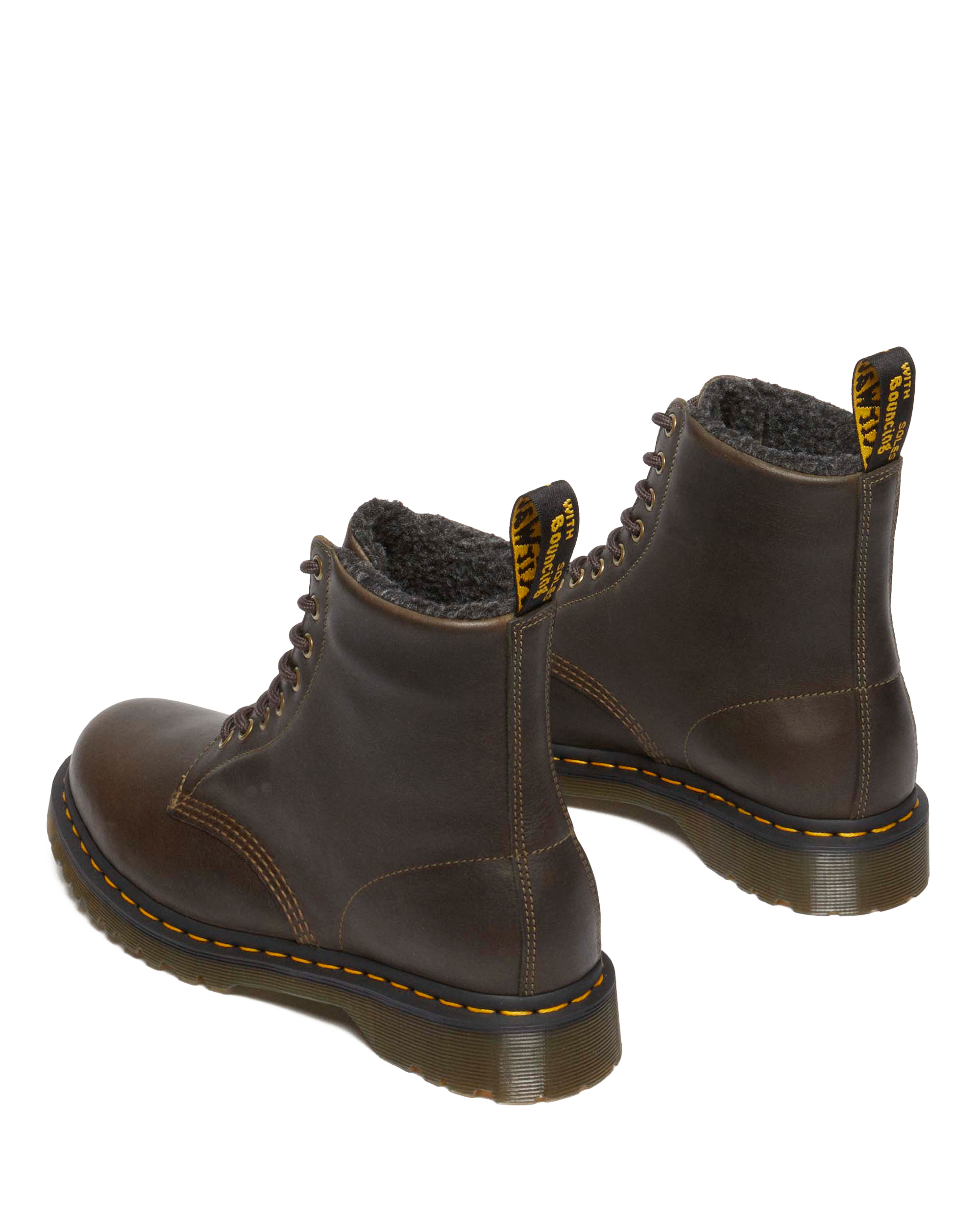 1460 Faux Fur Lined Grizzly Leather Lace Up Boots