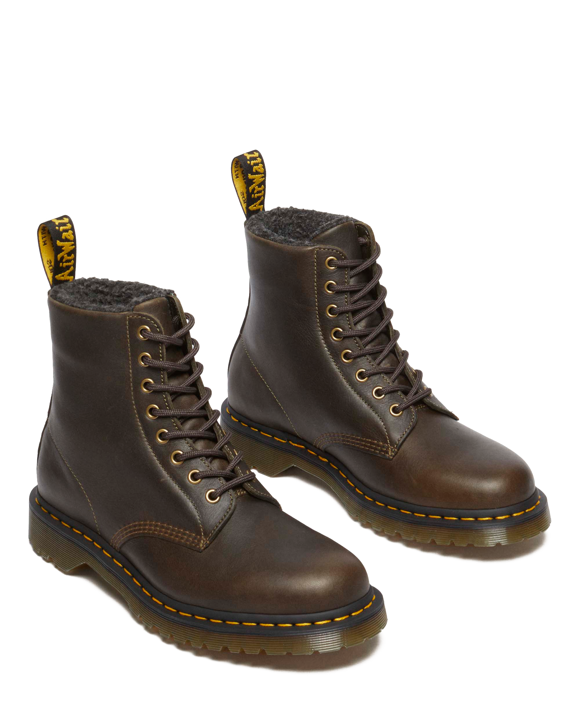 1460 Faux Fur Lined Grizzly Leather Lace Up Boots
