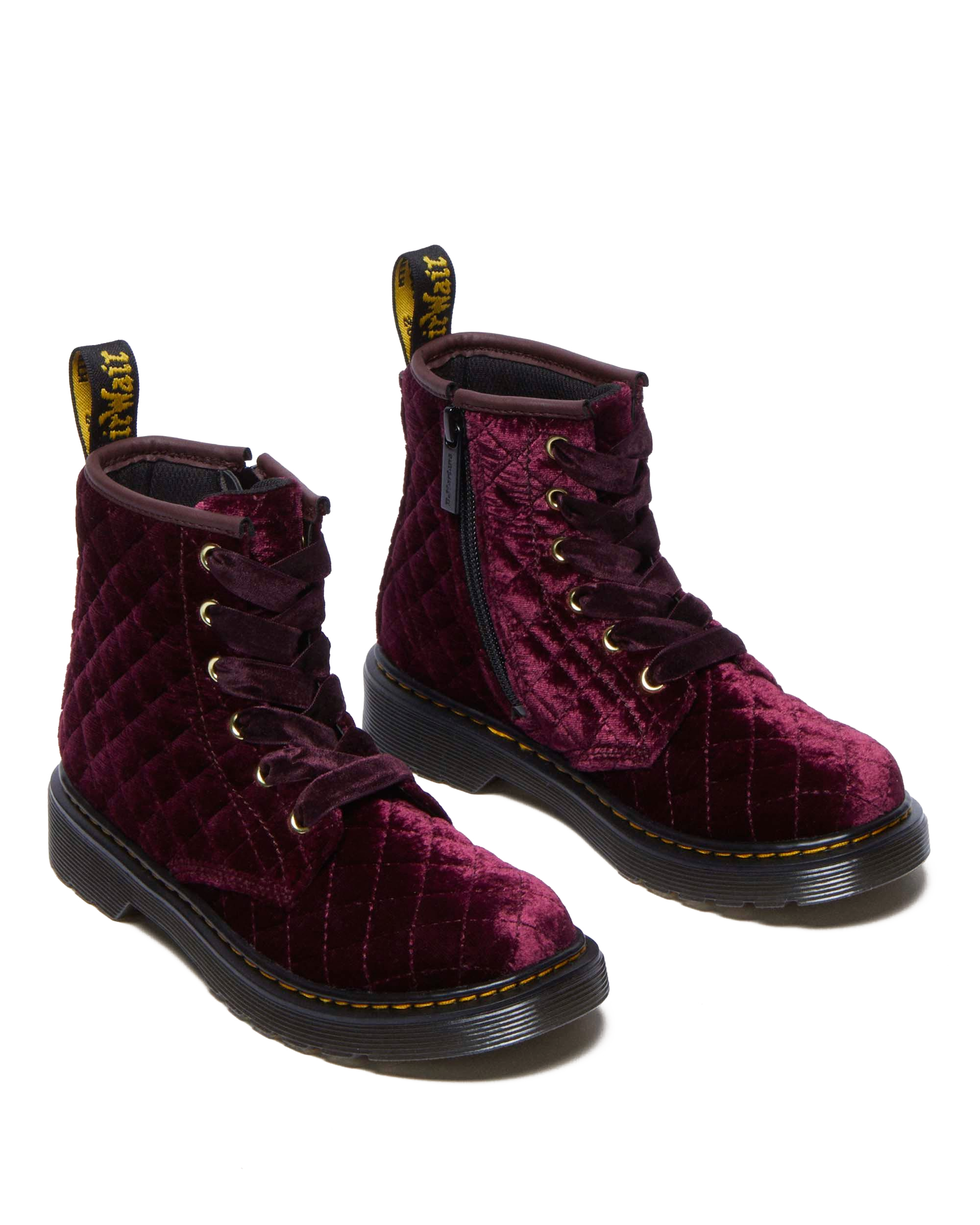 Junior Vegan 1460 Quilted Velvet Lace Up Boots