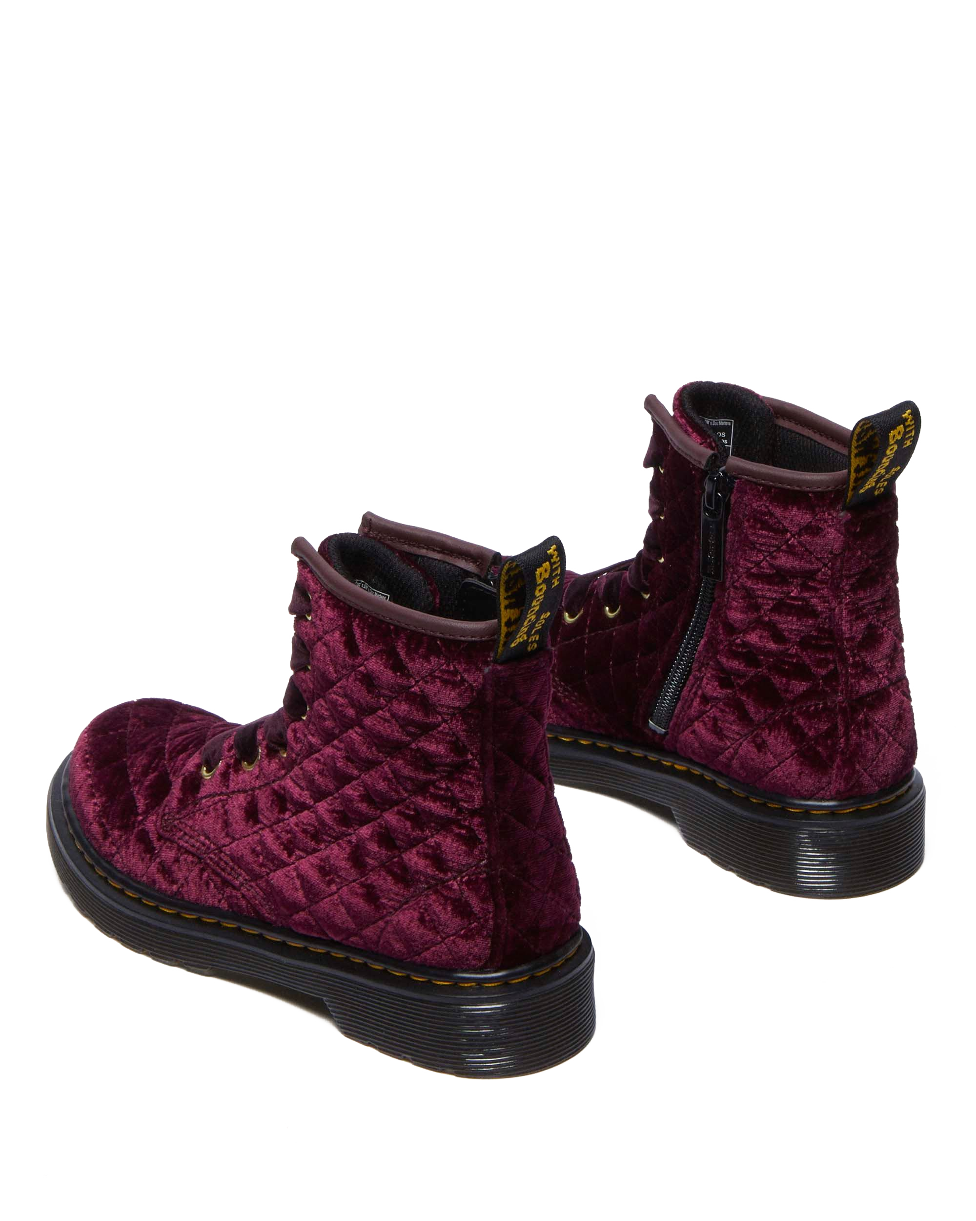 Junior Vegan 1460 Quilted Velvet Lace Up Boots