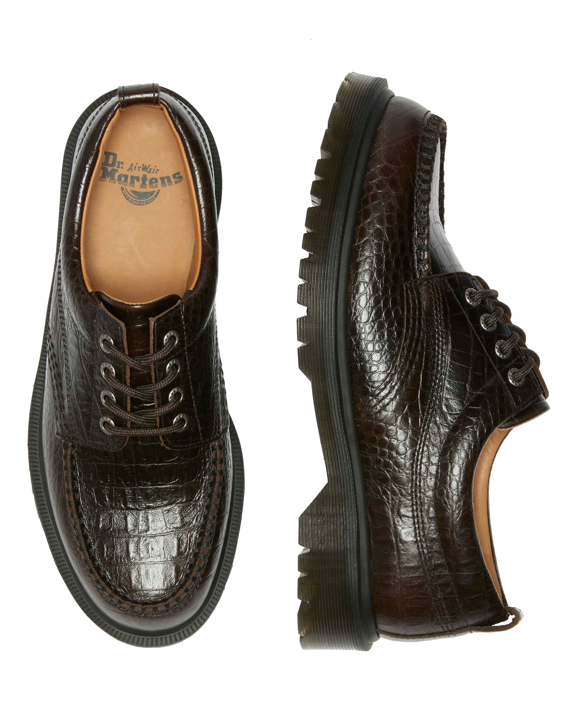 Lowell Crocodile Analine Leather Moc Toe Shoes