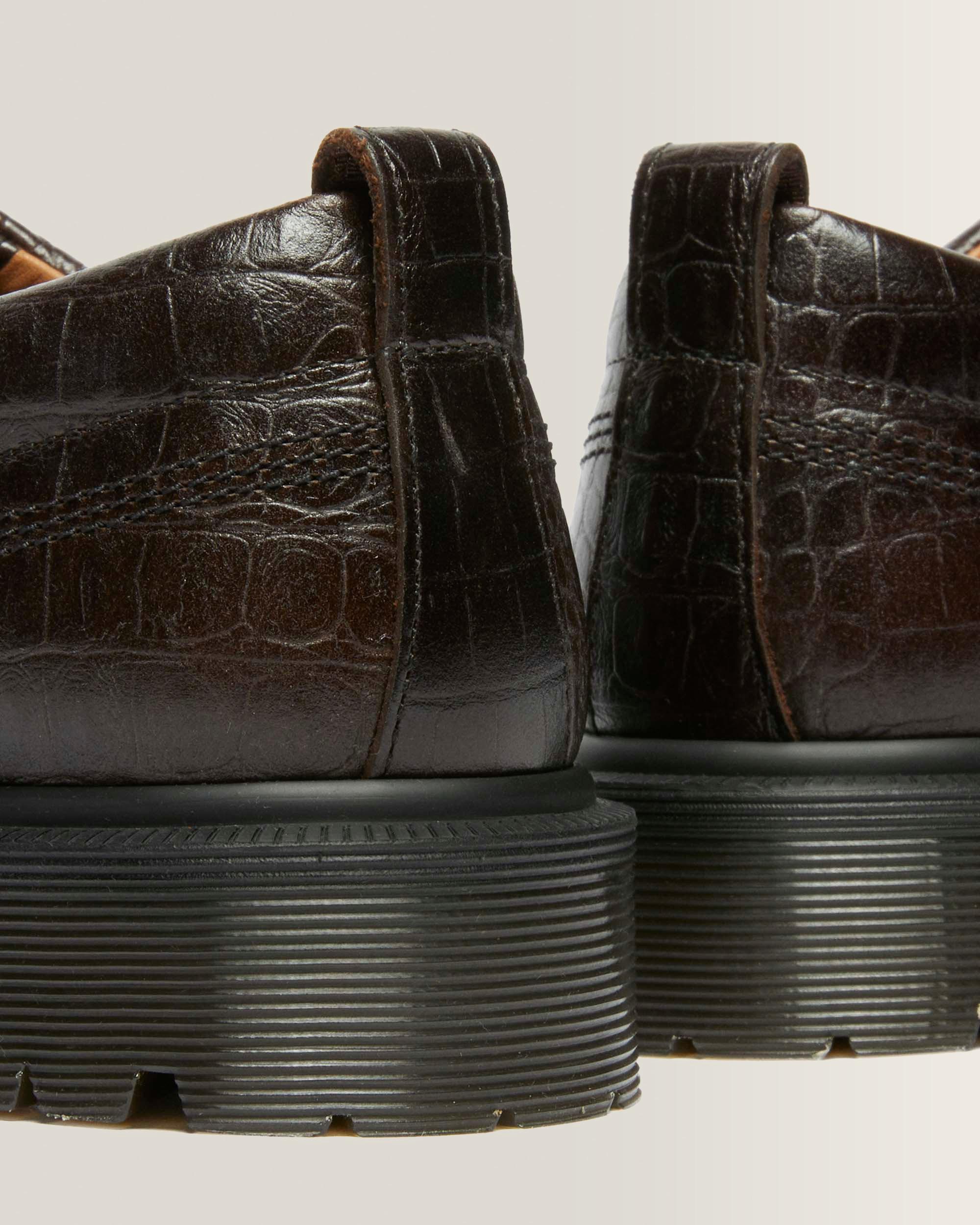Lowell Crocodile Analine Leather Moc Toe Shoes
