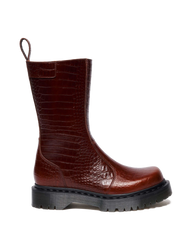 REJENA  CROC EMBOSS  LEATHER BOOTS