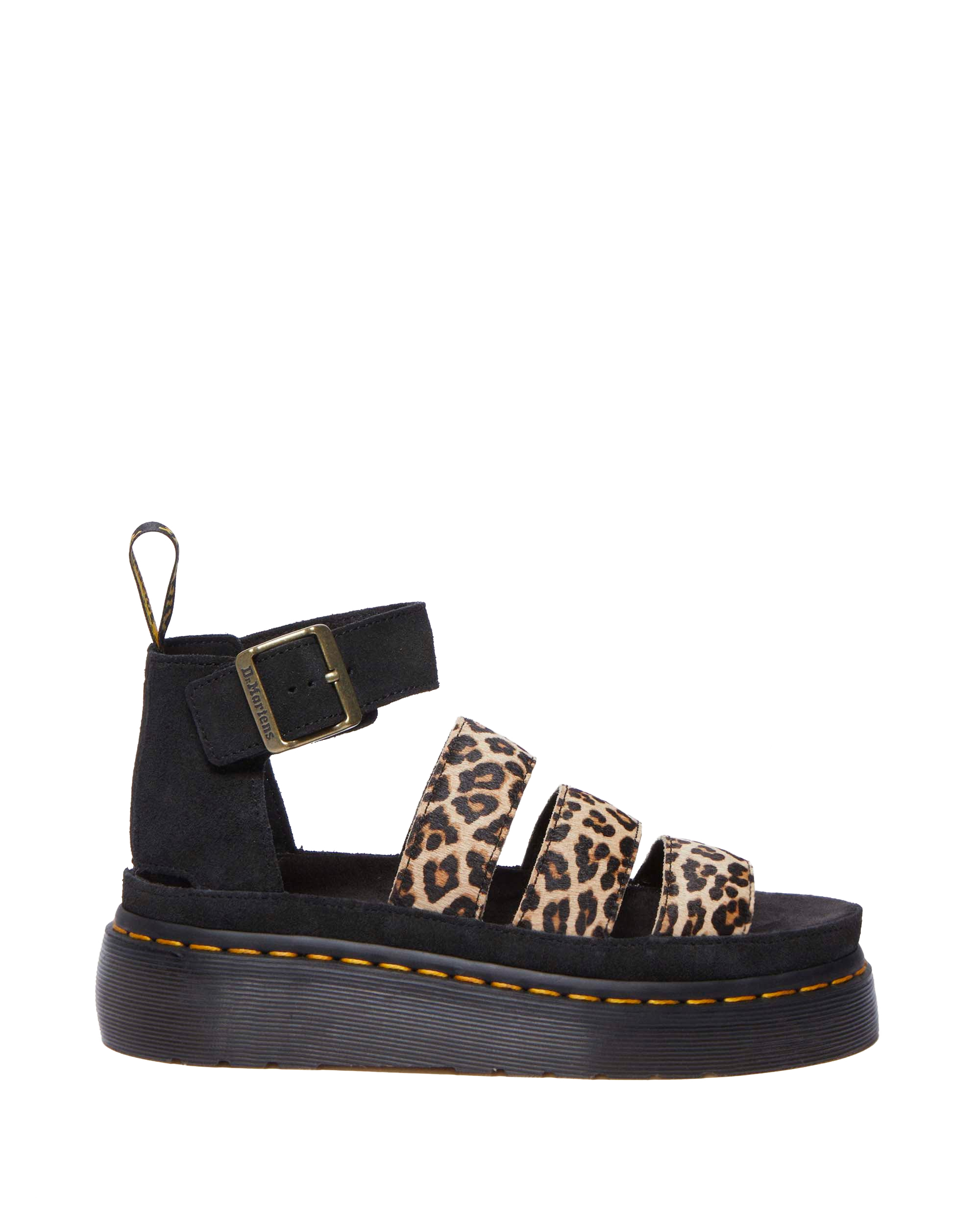 Clarissa II Quad Leopard leather platform sandals
