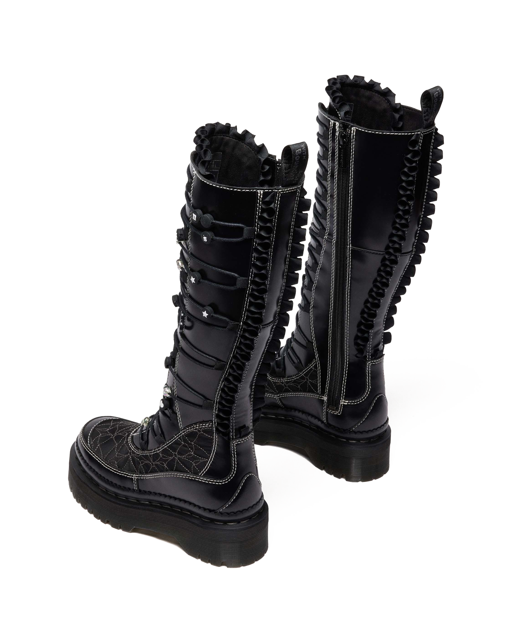 XTRM FRILL PLATFORM LEATHER BOOTS