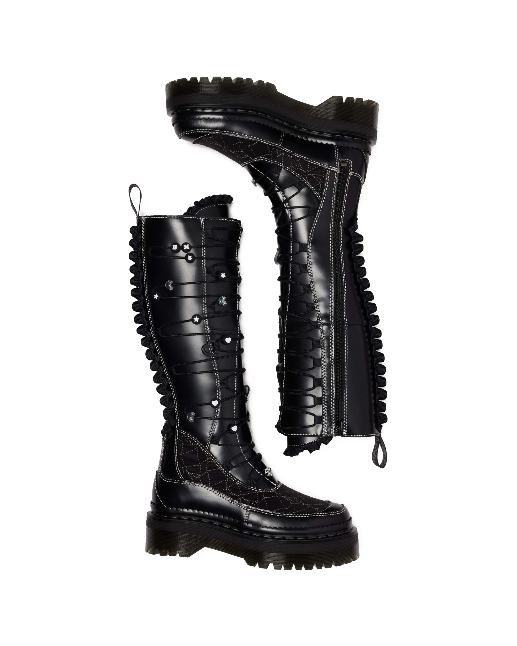 XTRM FRILL PLATFORM LEATHER BOOTS