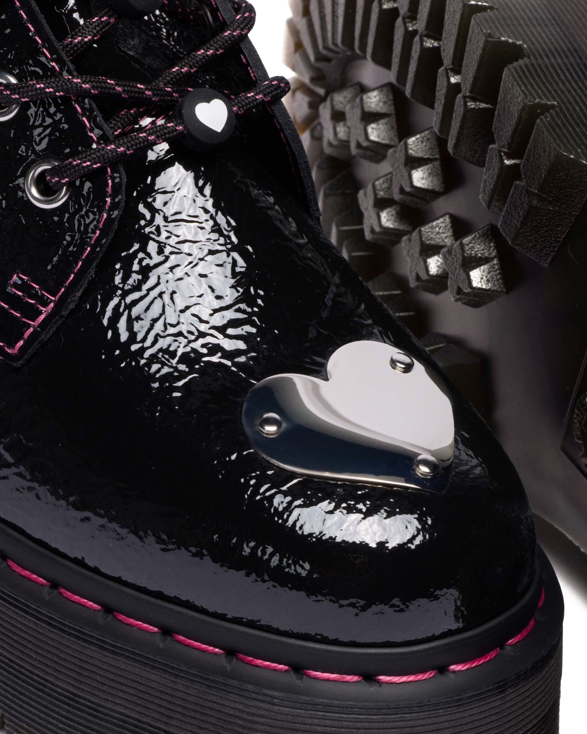 Jadon Distressed Patent Leather Platform Boots