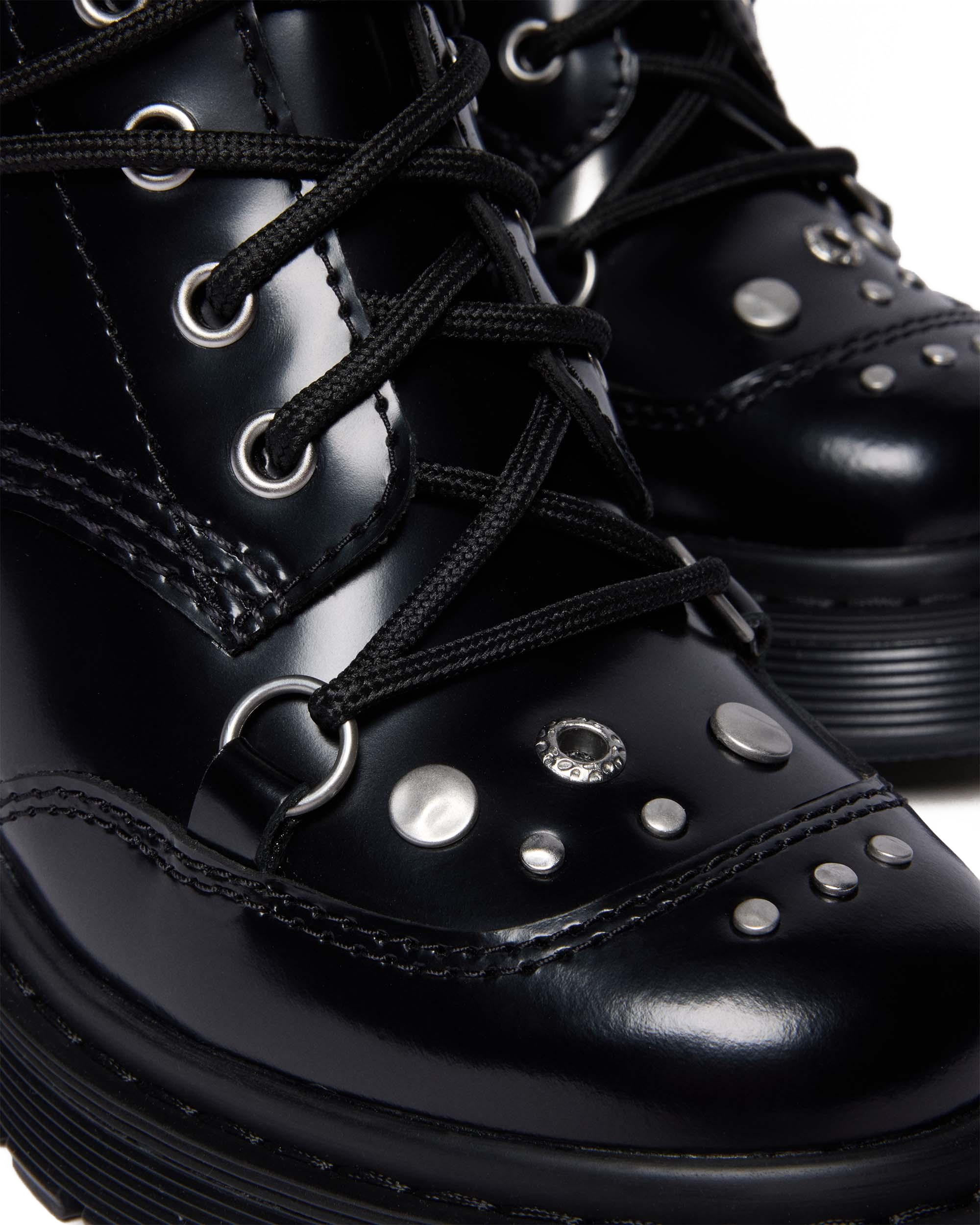 CHESNEY STUDDED BUTTERO LEATHER FLARE HEEL BOOTS