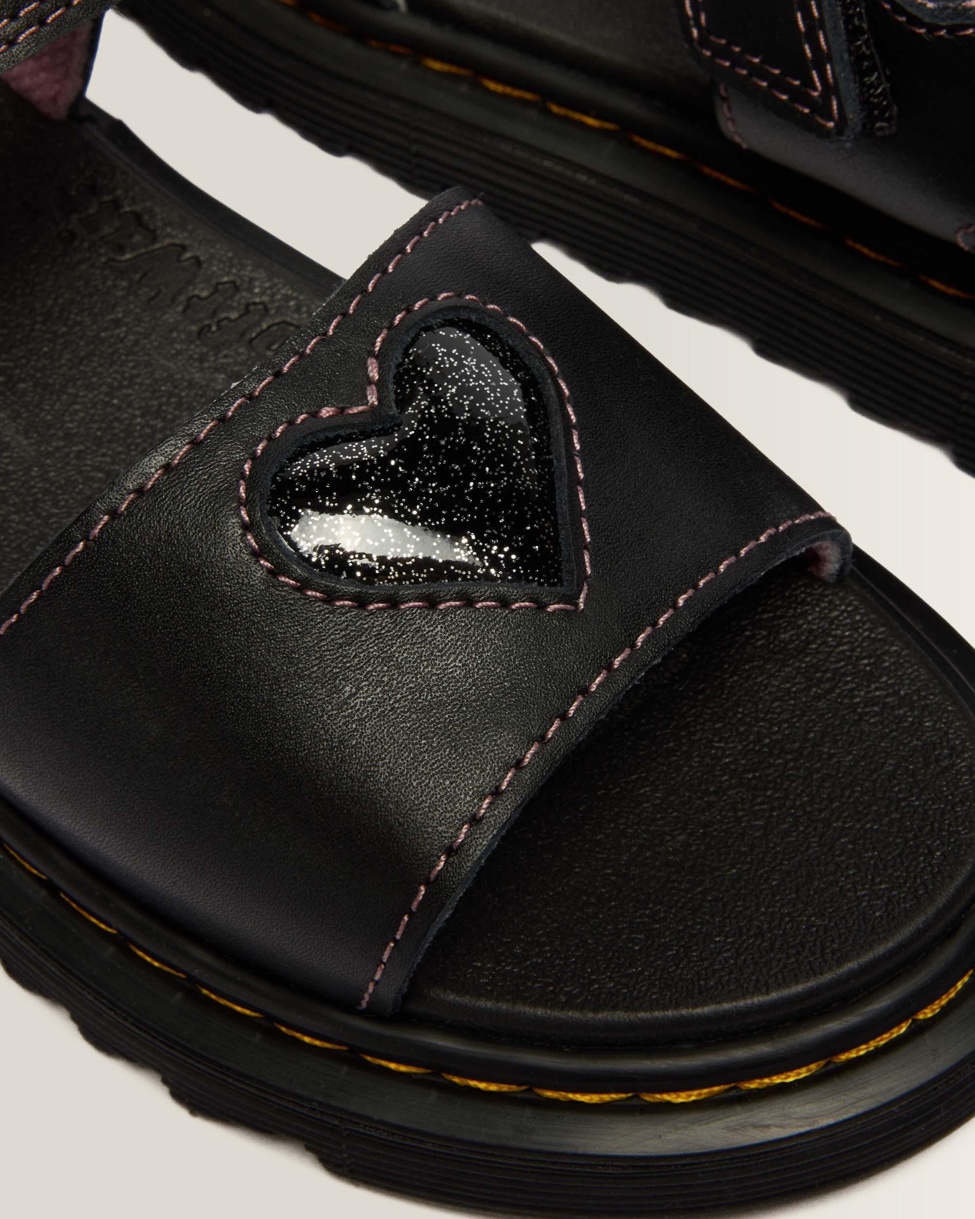 Junior Marlowe II Glitter Heart Leather Strap Shoes