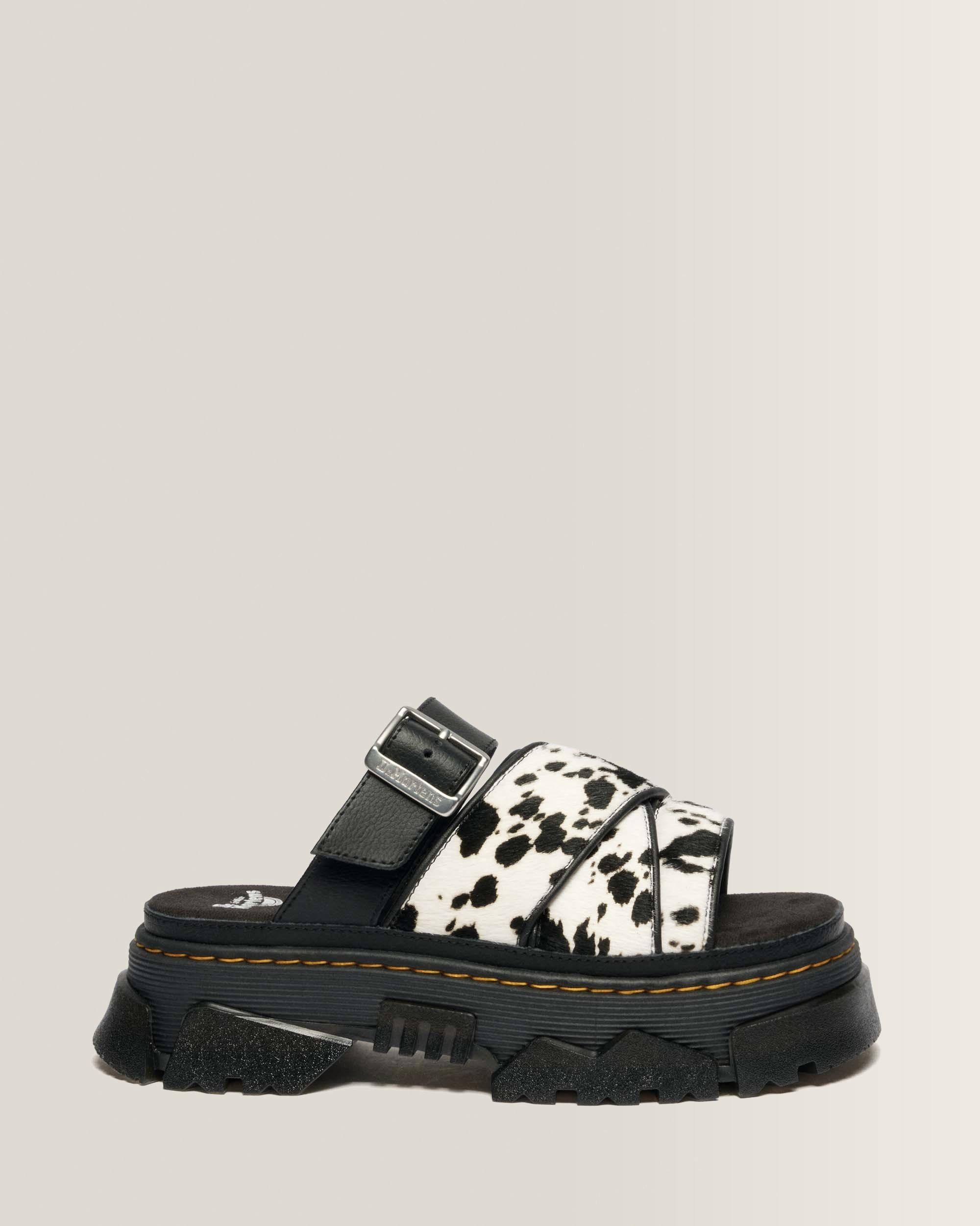 Mattison Slide Dalmatian Hair On Leather Sandals