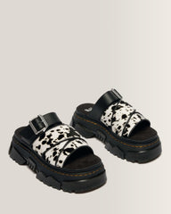 Mattison Slide Dalmatian Hair On Leather Sandals