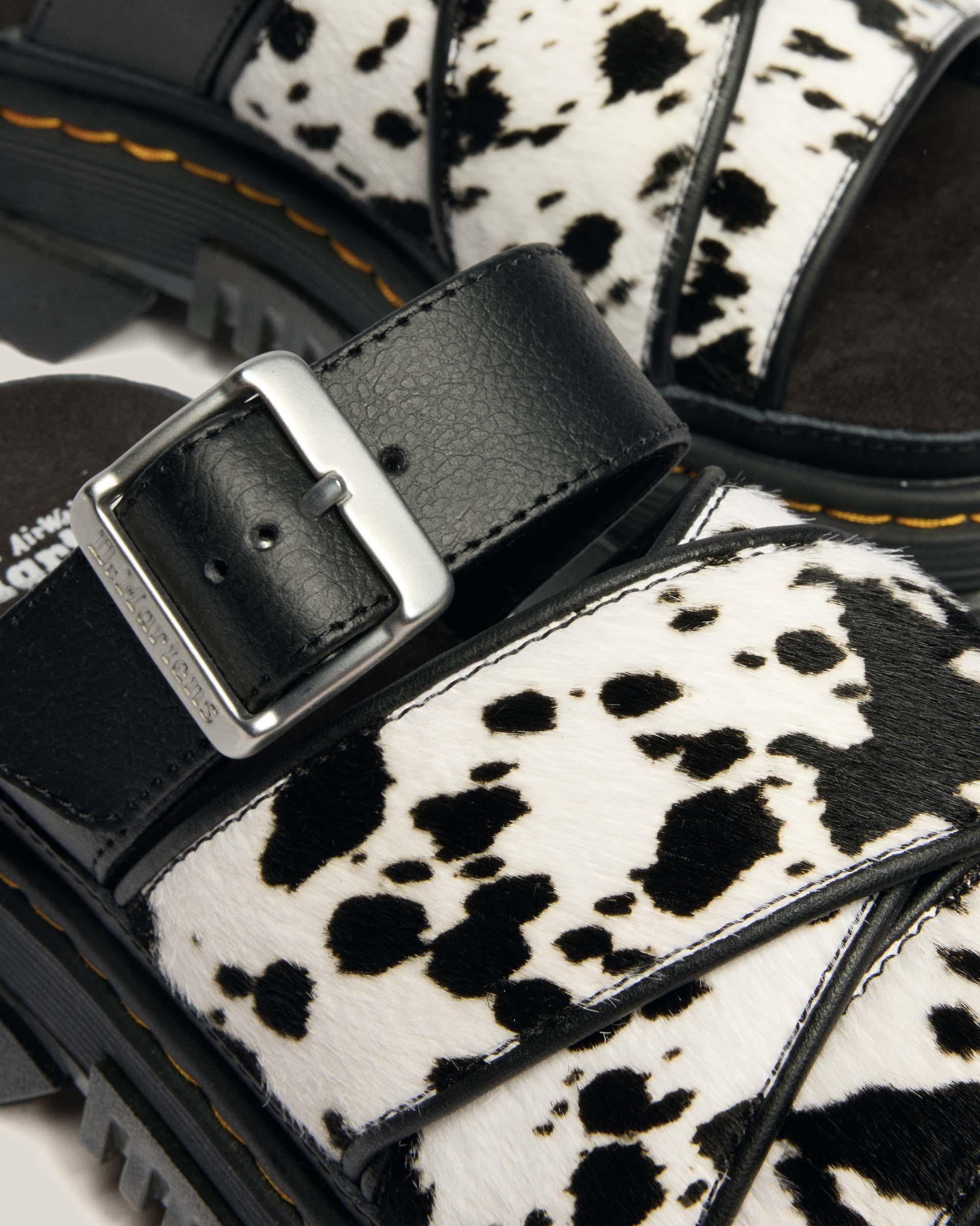 Mattison Slide Dalmatian Hair On Leather Sandals