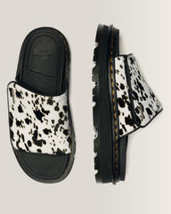 Zebzag Dalmatian Hair On Leather Platform Slides