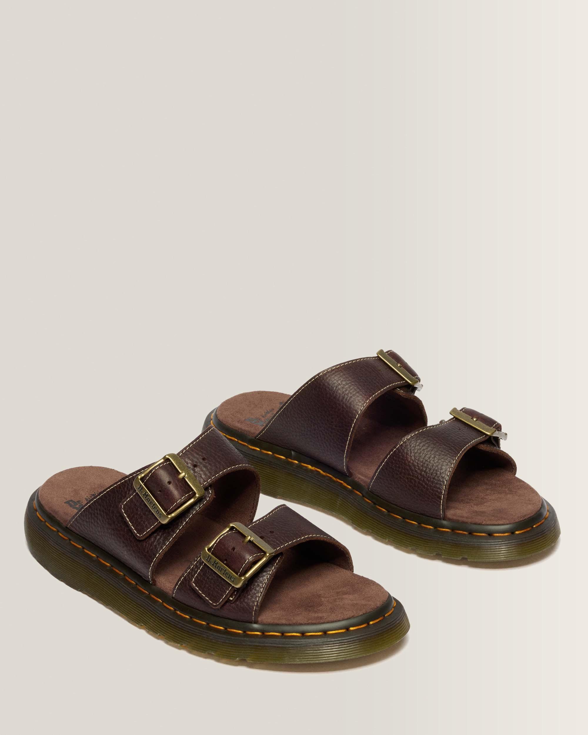 Josef Slide Grizzly Leather Sandals