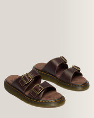 Josef Slide Grizzly Leather Sandals