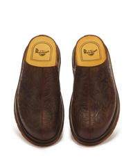 San Floral Emboss Crazy Horse Leather Mules